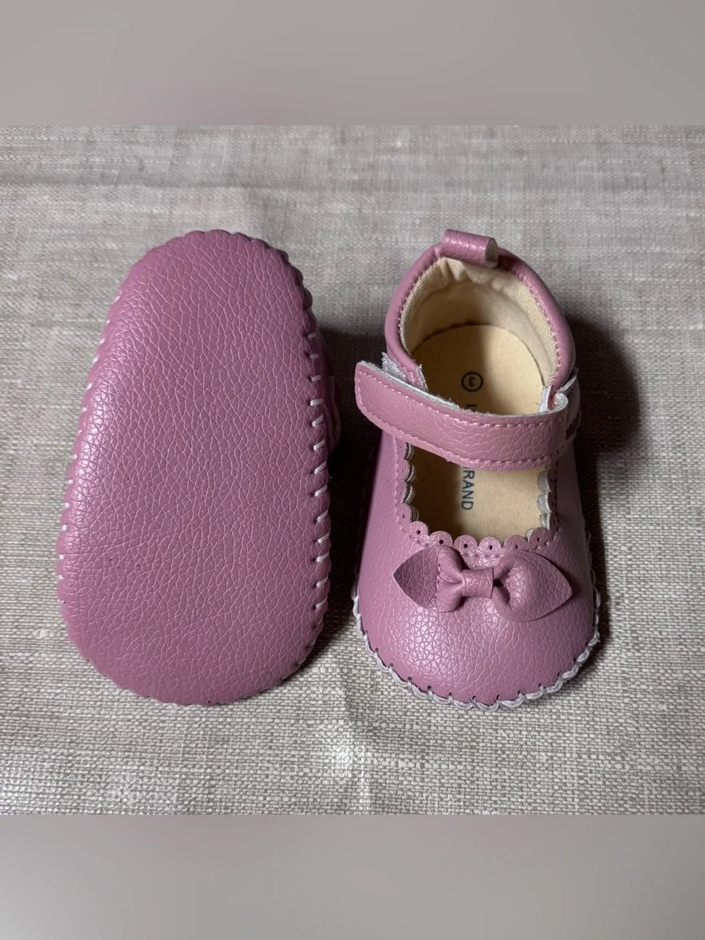LUCKY BRAND INFANT GIRLS MARY JANE CRIB SHOES w/BOW. SZ 3”